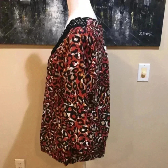 Vintage Trenz by Theresa Renz, 100% Linen Boho Animal Print Tunic Style Top-XL - Picture 2 of 7